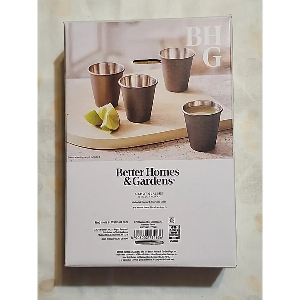 4 Piece - Better Homes & Garden Granville Stainless Steel Shot Glasses